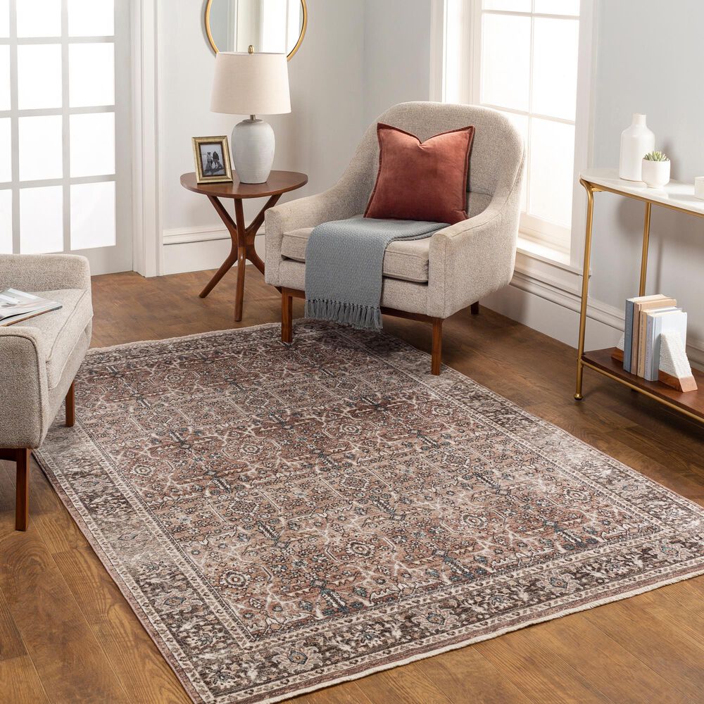 Surya Carlisle Oriental 3&#39;11&quot; x 5&#39;11&quot; Dusty Pink, Medium Brown, Light Gray, Pale Blue, Brown and Cream Area Rug, , large