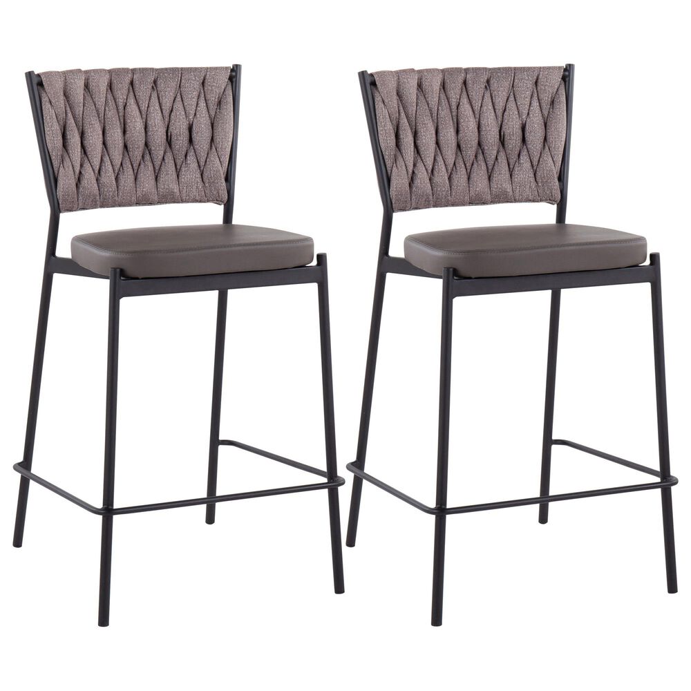 Lumisource Tania Counter Stool in Grey and Light Brown (Set of 2), , large