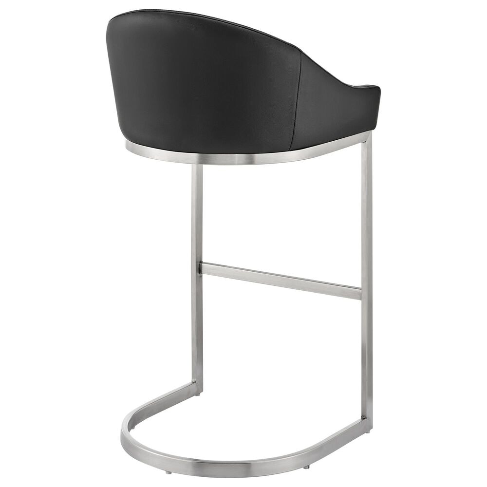 Blue River Katherine 30&quot; Bar Stool with Black Cushion in Brushed Stainless Steel, , large