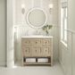 James Martin Breckenridge 36" Single Vanity in Whitewashed Oak with 3 cm Arctic Fall Solid Surface Top, , large