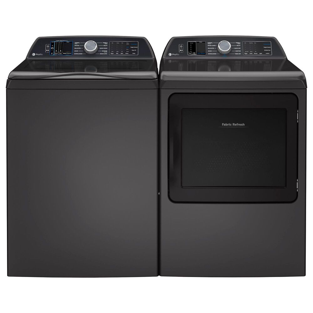GE Profile 5.4 Cu. Ft. Top Load Washer with Impeller and 7.3 Cu. Ft. Smart Electric Dryer in Diamond Gray , , large