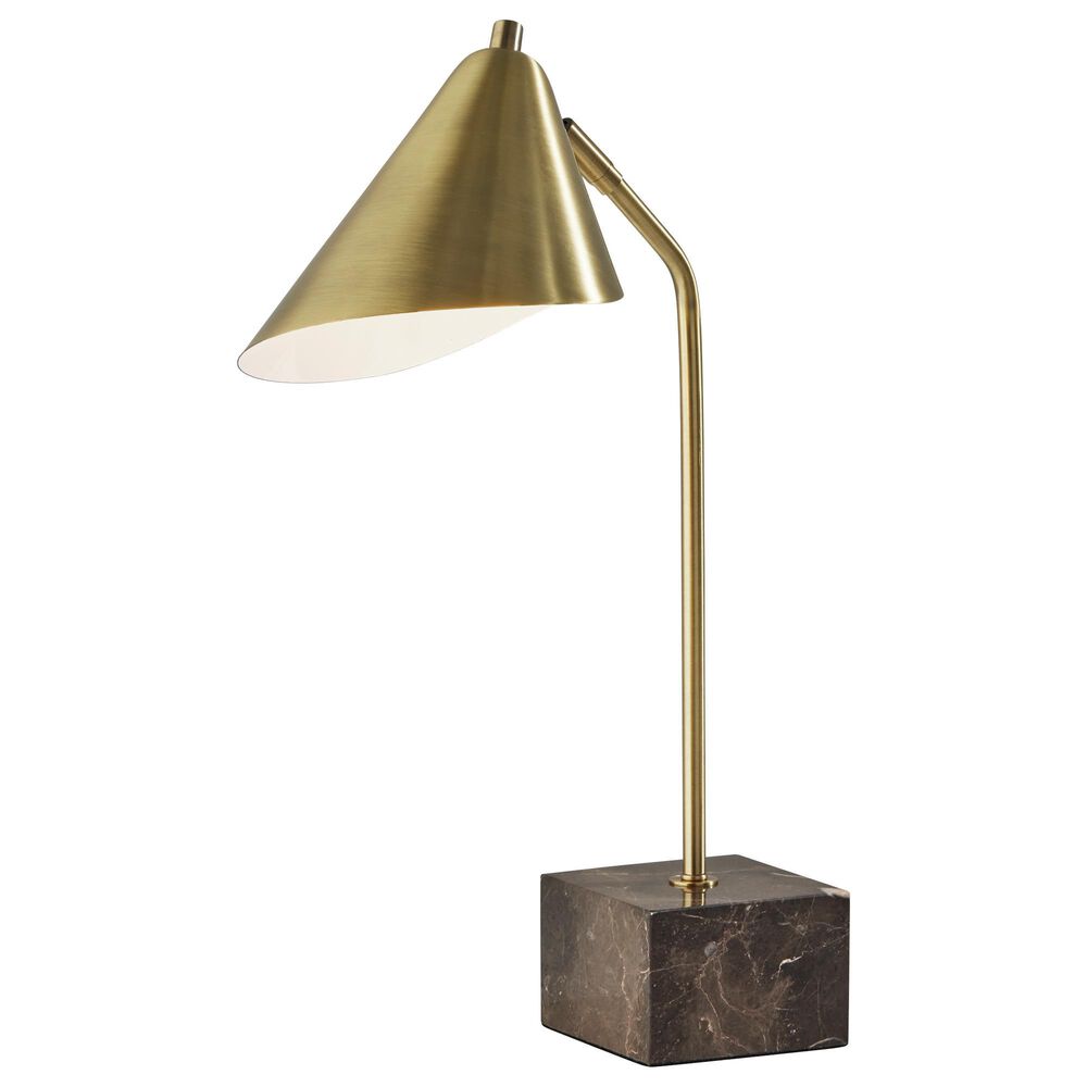 Adesso Hawthorne Desk Lamp in Antique Brass and Brown, , large