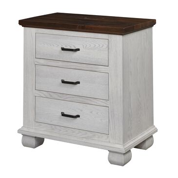 Briarwood LLC Town Hall 3 Drawer Nightstand in Rustic Cherry Top and Aged White, , large