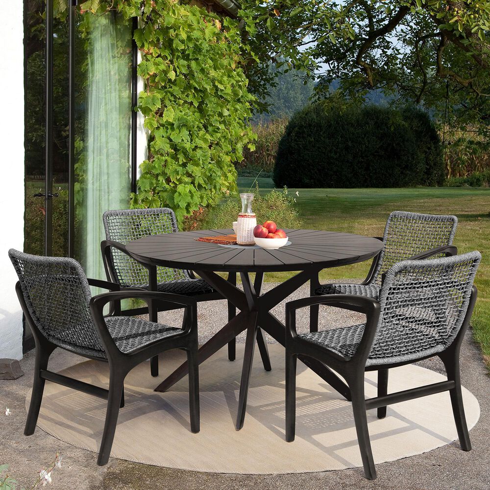 Blue River Sachi and Brighton 5-Piece Patio Dining Set in Gray and Dark Eucalyptus, , large