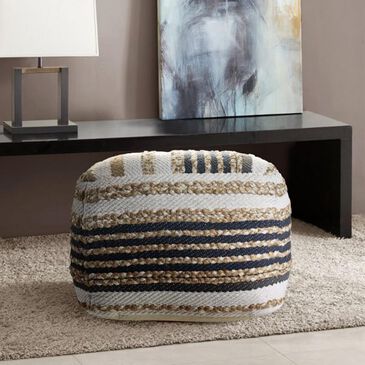 L.R. RESOURCES Decorative Pouf in Natural, Black and White, , large