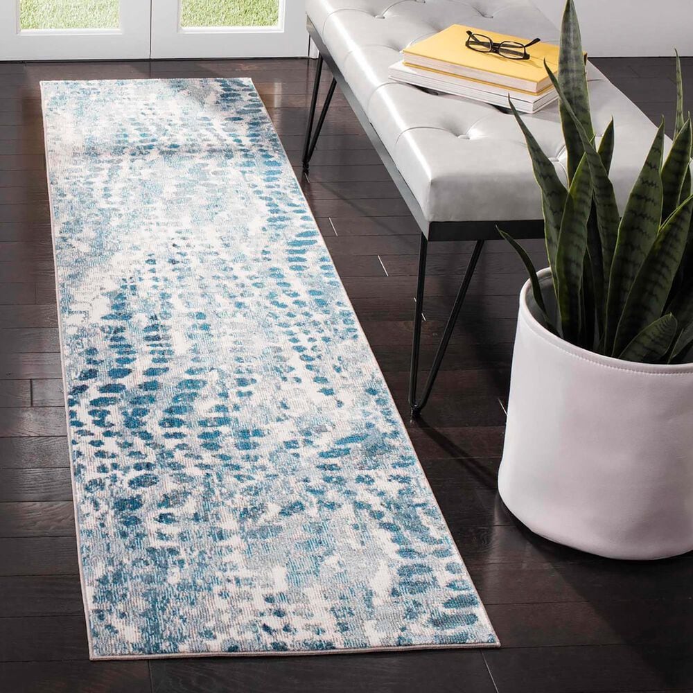 Safavieh Aria 2&#39; x 8&#39; Cream and Teal Runner, , large