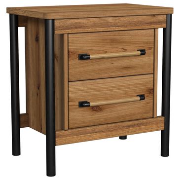 Hawthorne Furniture Norcross 2-Drawer Nightstand in Hickory and Black, , large