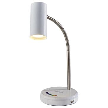 Adesso Shayne LED Wireless Charging Desk Lamp in White and Brushed Steel, , large