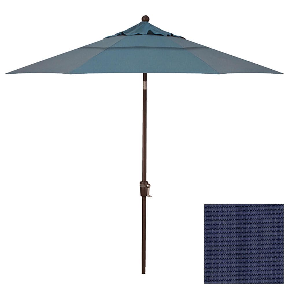 Garden Party 9" Indigo Market Umbrella in Bronze Frame without Base, , large