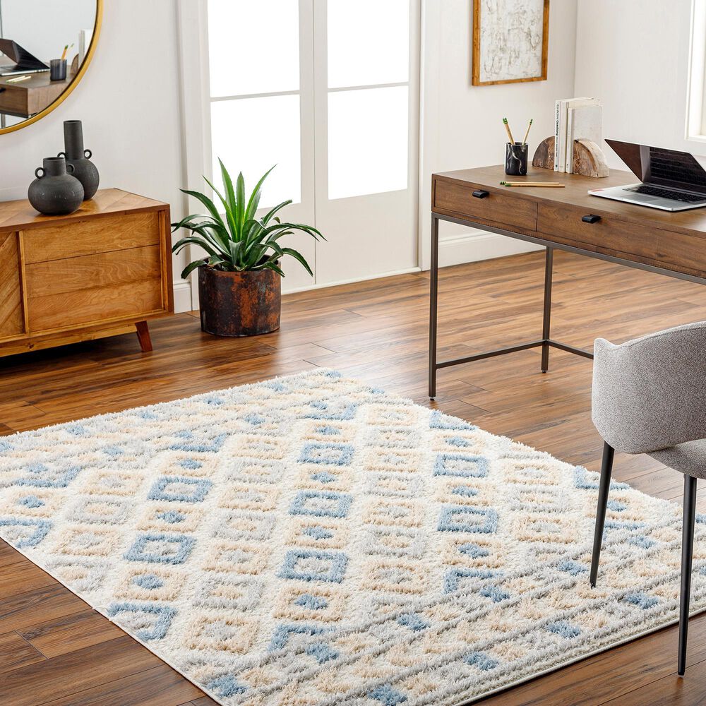 Surya Rodos RDO2337 5&#39;3&quot; x 7&#39; Beige, Ivory, Denim and Light Gray Area Rug, , large