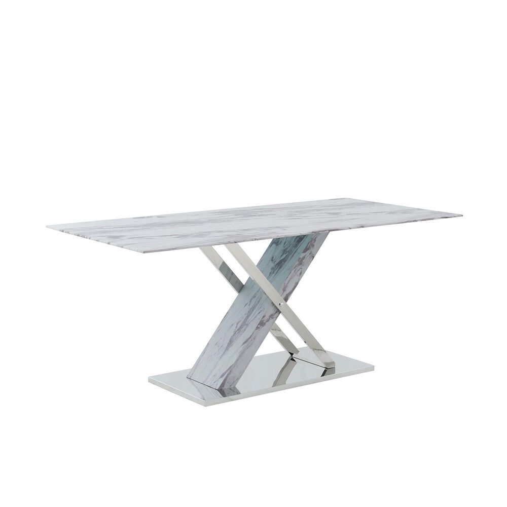 Global Furniture USA Dining Table in Light Grey Silver Marble, , large