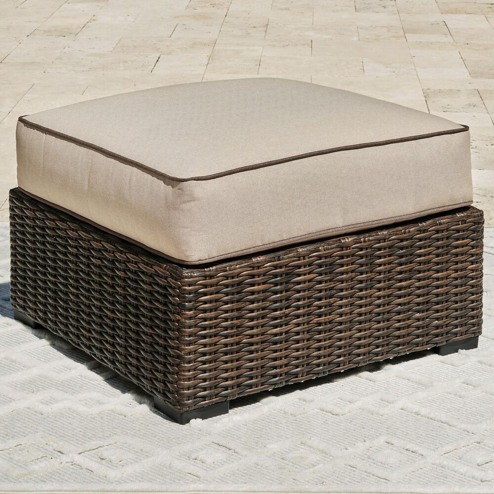 Signature Design by Ashley Coastline Bay Outdoor Ottoman with Cushion in Brown, , large