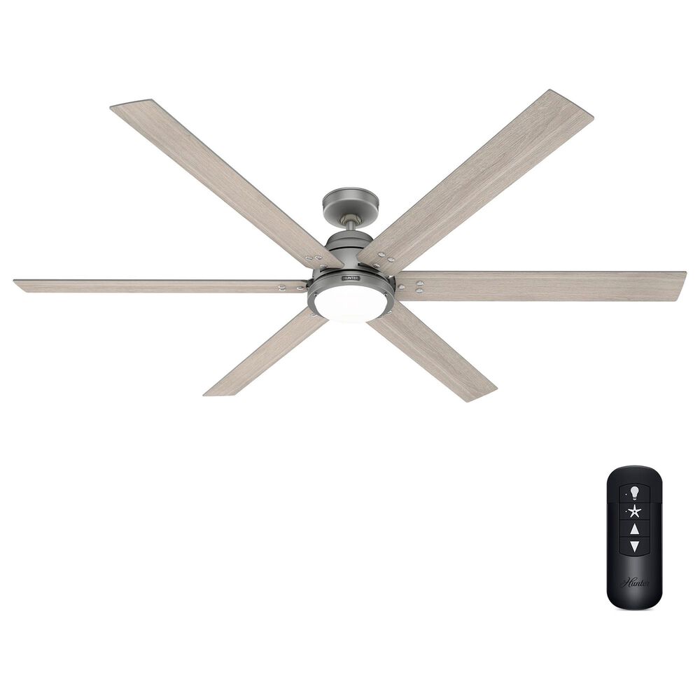 Hunter Gravity 72&quot; Ceiling Fan with LED Light in Matte Silver, , large