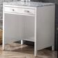 James Martin Addison 30" Makeup Vanity in Glossy White with 3 cm Carrara White Marble Top, , large