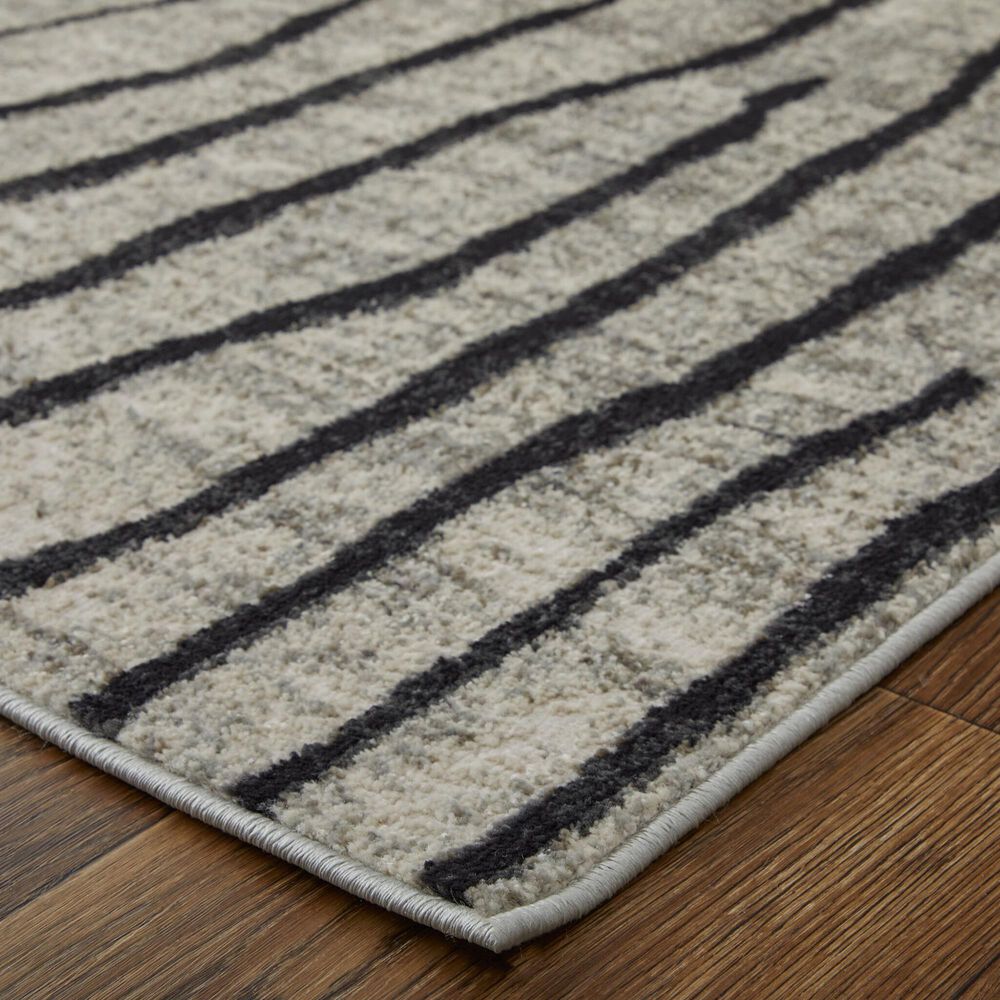 Feizy Rugs Kano 2&#39;7&quot; x 8&#39; Ivory and Charcoal Runner, , large