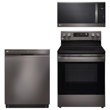 LG 3-Piece Kitchen Package with 1.8 Cu. Ft. Microwave and Electric Range in Black Stainless Steel, , large