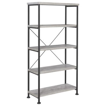 Pacific Landing Analiese 4-Shelf Bookcase in Grey Driftwood and Black, , large