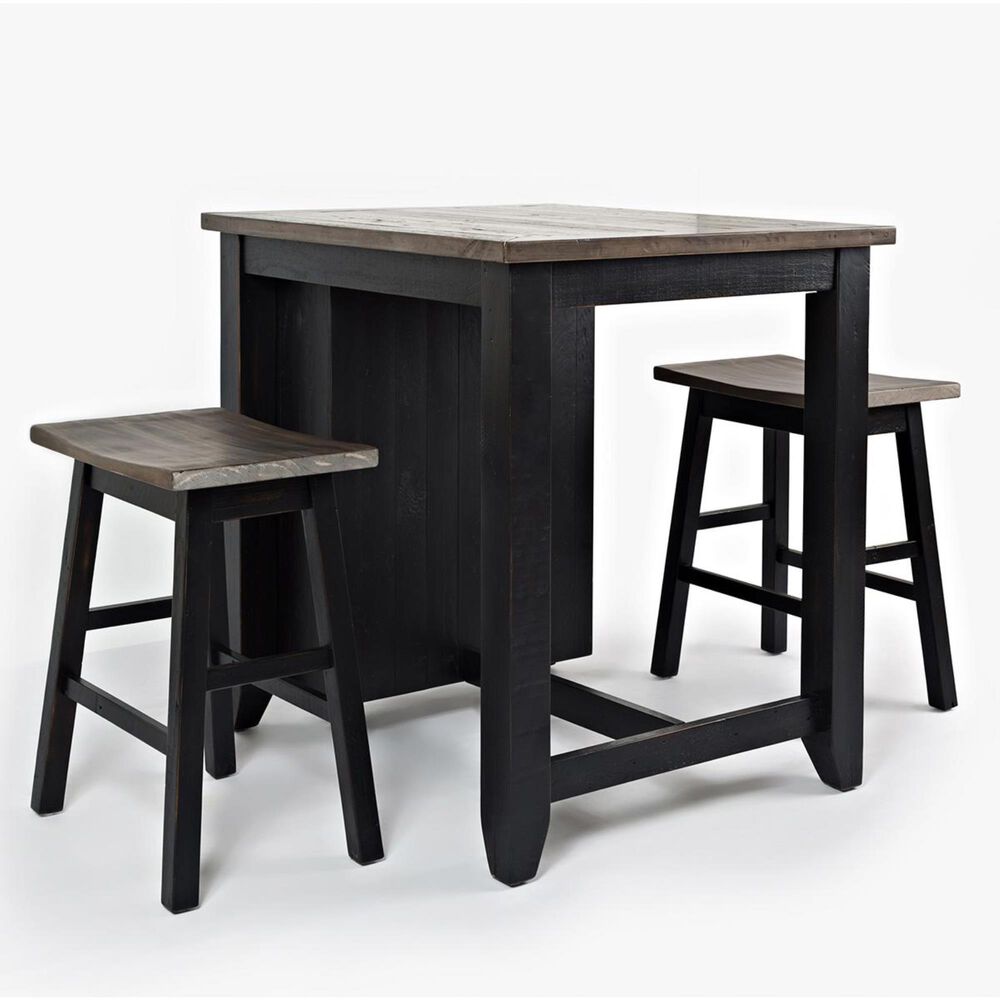 Waltham Madison County 3-Piece Counter Height Island Set in Black and Barnwood, , large