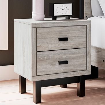 Signature Design by Ashley Vessalli 2-Drawer Nightstand in Light Gray and Matte Black, , large