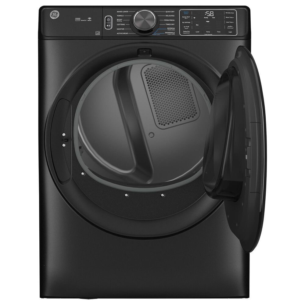 G.E. 5 Cu. Ft. Front Load Washer and 7.8 Cu. Ft. Gas Dryer Laundry Pair with 16&quot; Pedestal in Carbon Graphite, , large