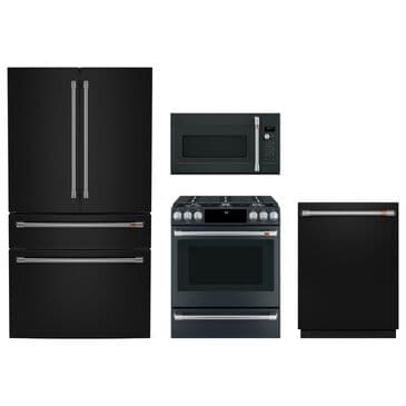 G.E. Cafe 4pc Kitchen Package with Refrigerator, Range, Microwave, and Dishwasher in Black, , large