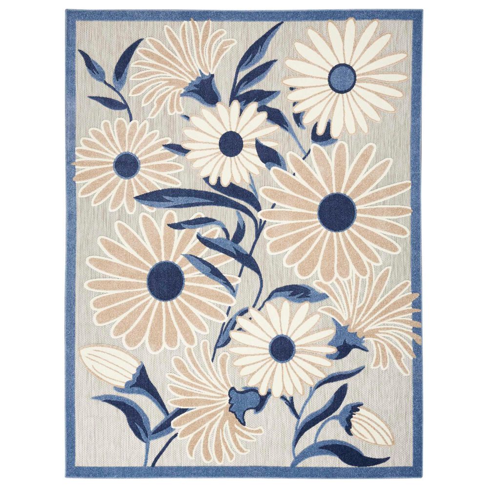 Nourison Aloha ALH33 7" x 10" Blue and Grey Indoor/Outdoor Area Rug, , large