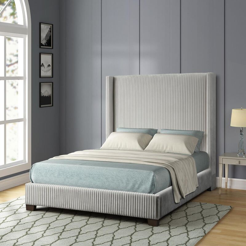 Other Jennie Queen Velvet Upholstered Headboard in Gray