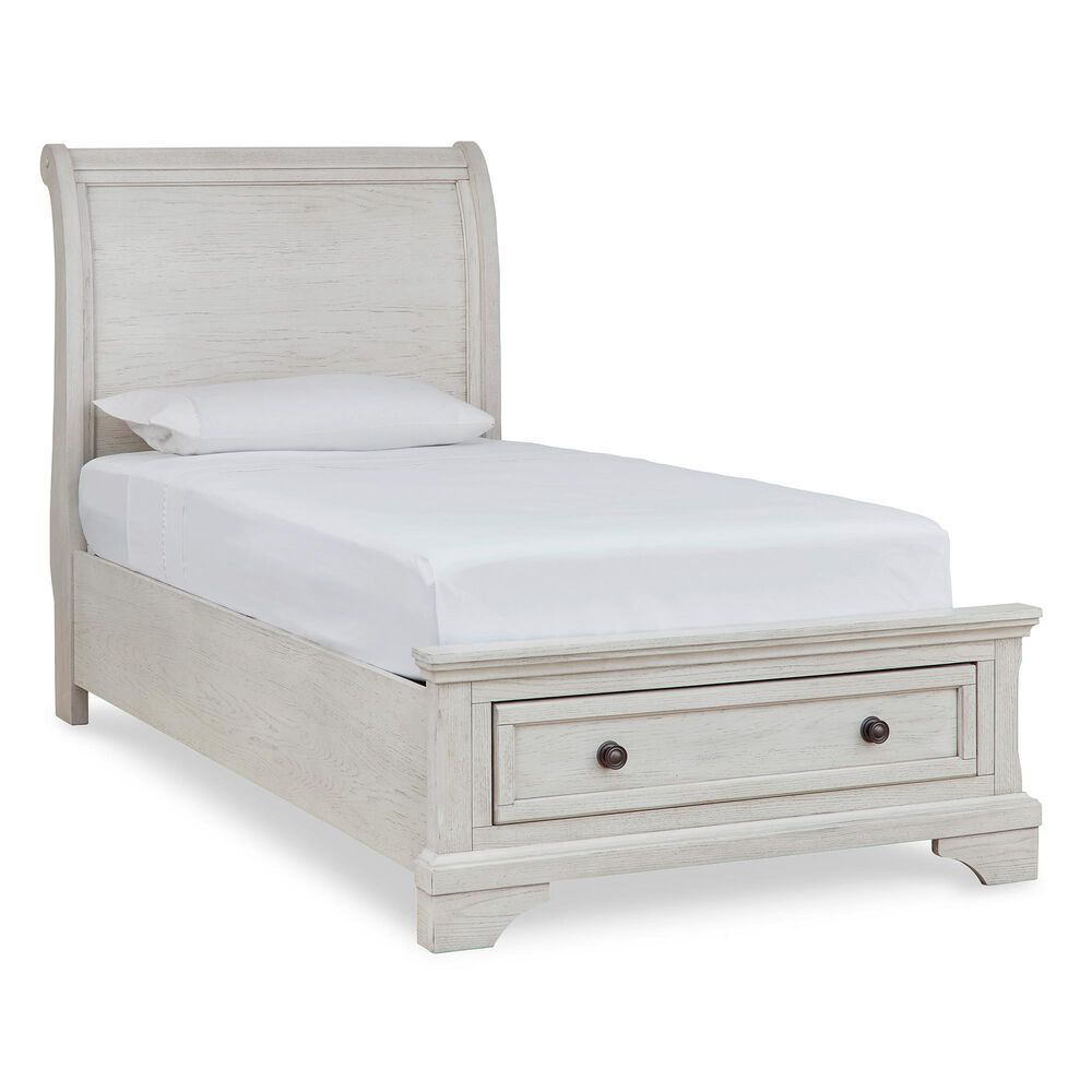 Signature Design by Ashley Robbinsdale Twin Storage Sleigh Bed in Antique White, , large