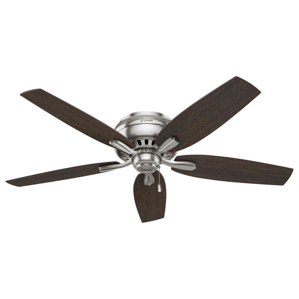 Hunter Newsome Low Profile 52&quot; Ceiling Fan with Lights in Brushed Nickel, , large