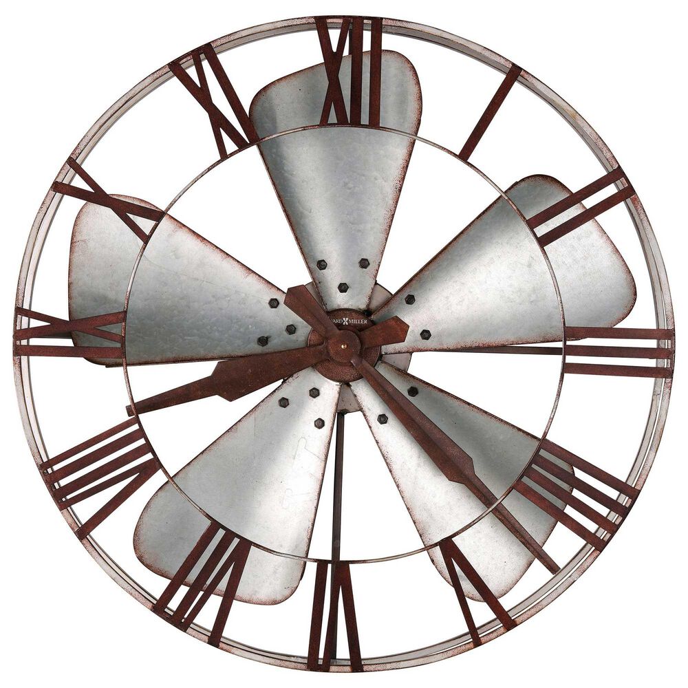 Howard Miller Mill Shop Wall Clock in Aged Silver and Reddish Brown, , large