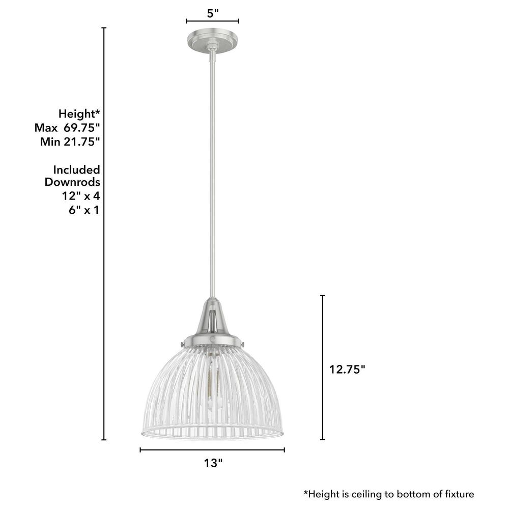 Hunter Cypress Grove 13&quot; 1-Light Pendant in Brushed Nickel, , large