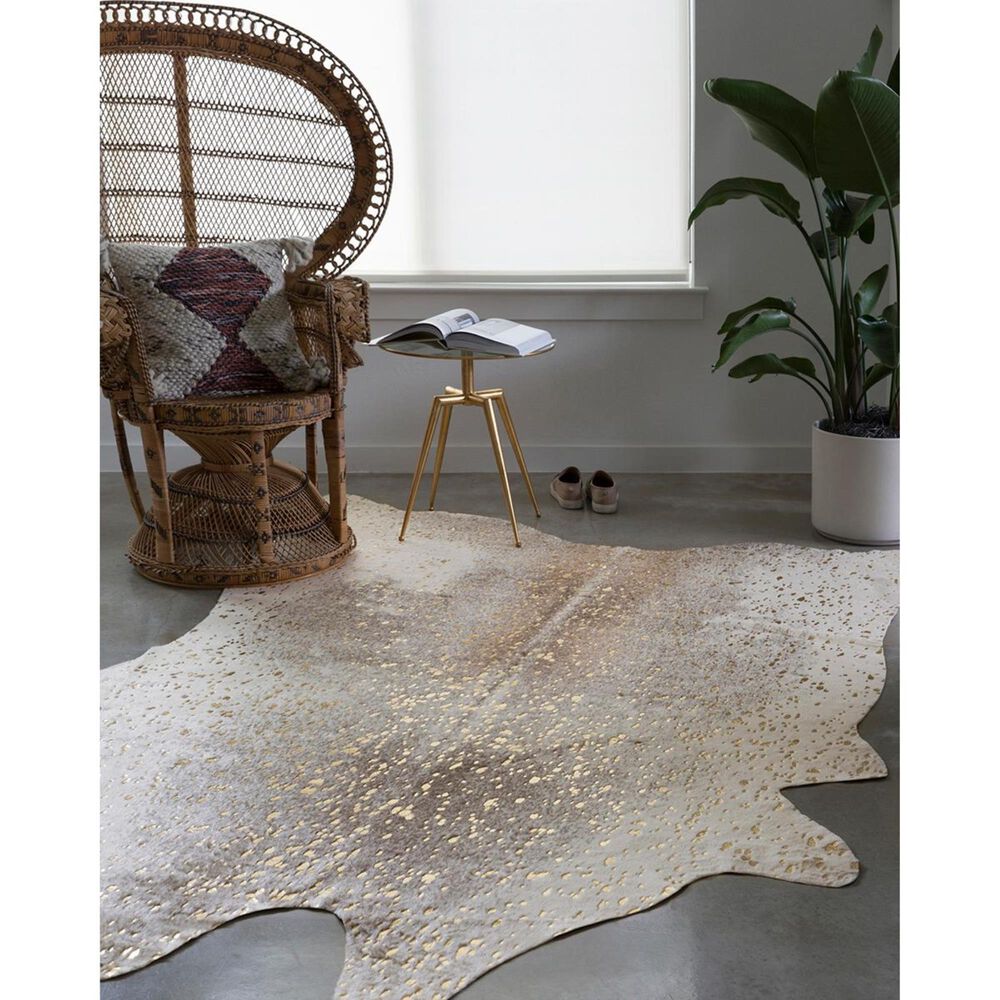 Loloi Bryce BZ-07 5&#39; x 6&#39;6&quot; Pewter and Gold Area Rug, , large