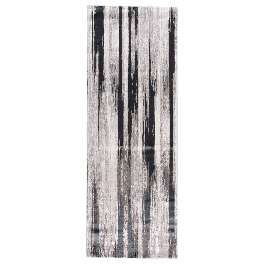 Feizy Rugs Micah 2"10" x 7"10" Black and Silver Runner, , large