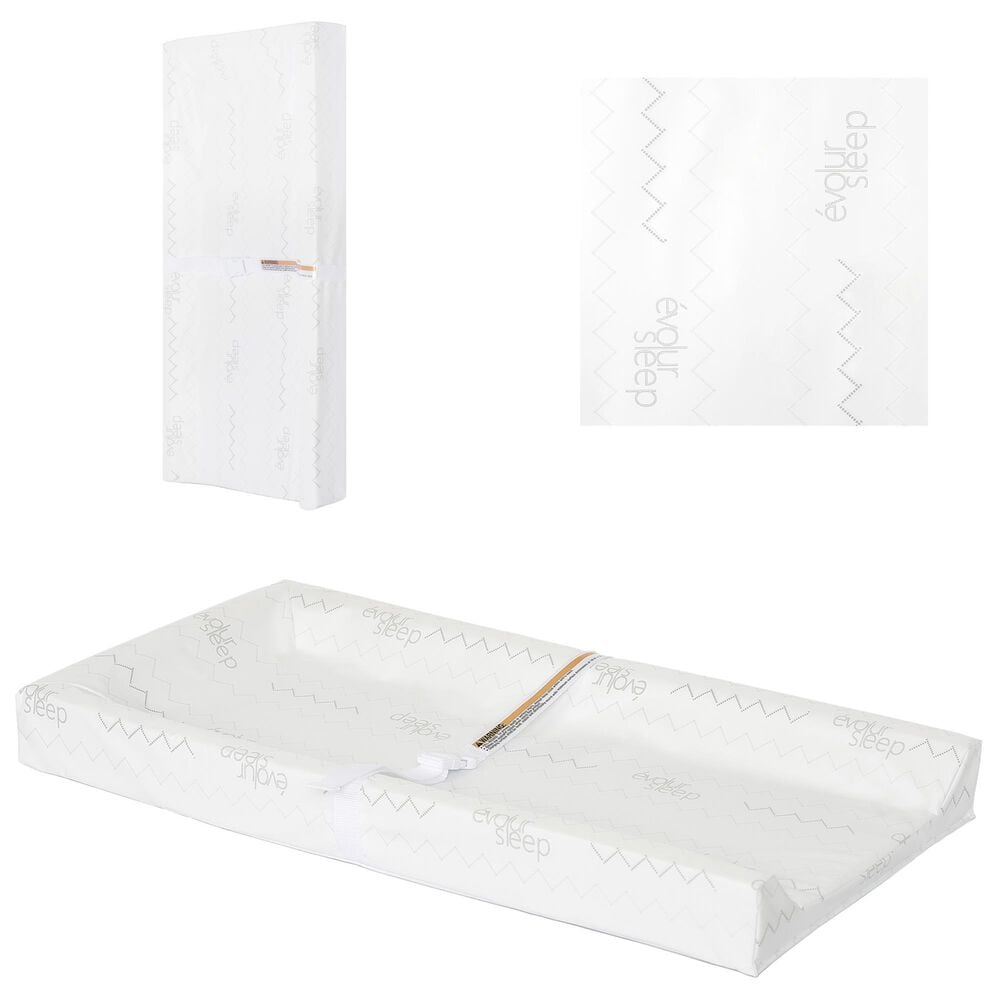 Evolur 3-Sided Changing Pad with 2 Covers in White, , large