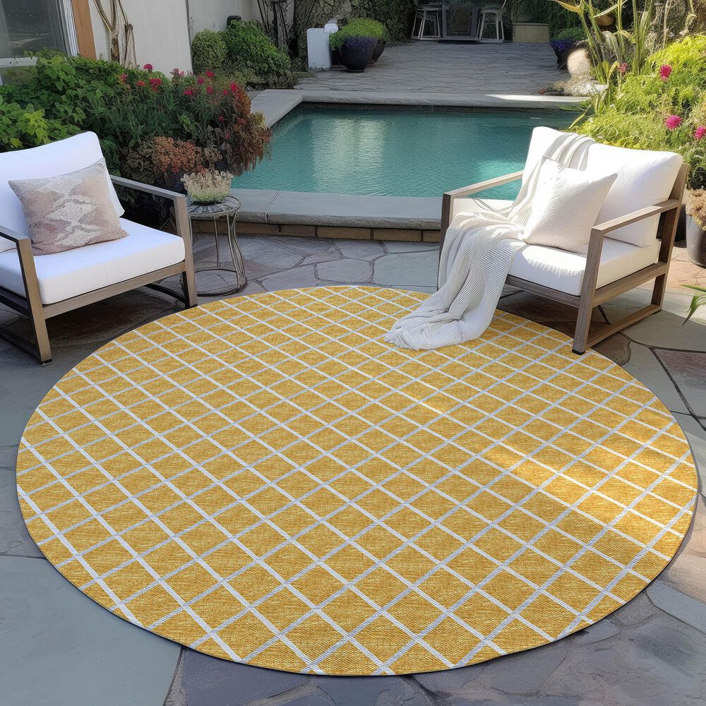 Dalyn Rug Company York 8&#39; Round Gold Indoor/Outdoor Area Rug, , large