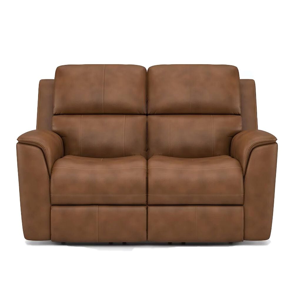 Flexsteel Henry Power Reclining Loveseat with Headrests and Lumbar in Caramel, , large