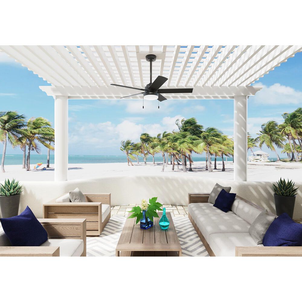 Hunter Sea Point 52&quot; Outdoor Ceiling Fan with LED Lights in Matte Black, , large