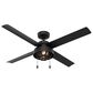 Hunter Spring Mill 52" Outdoor Ceiling Fan with LED Lights in Matte Black, , large