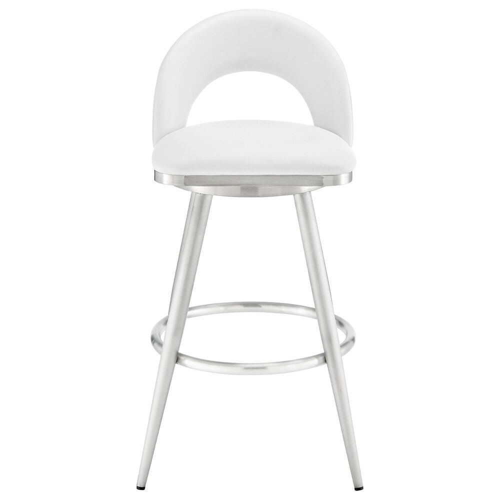 Blue River Charlotte Swivel Barstool with White Cushion in Brushed Stainless Steel, , large