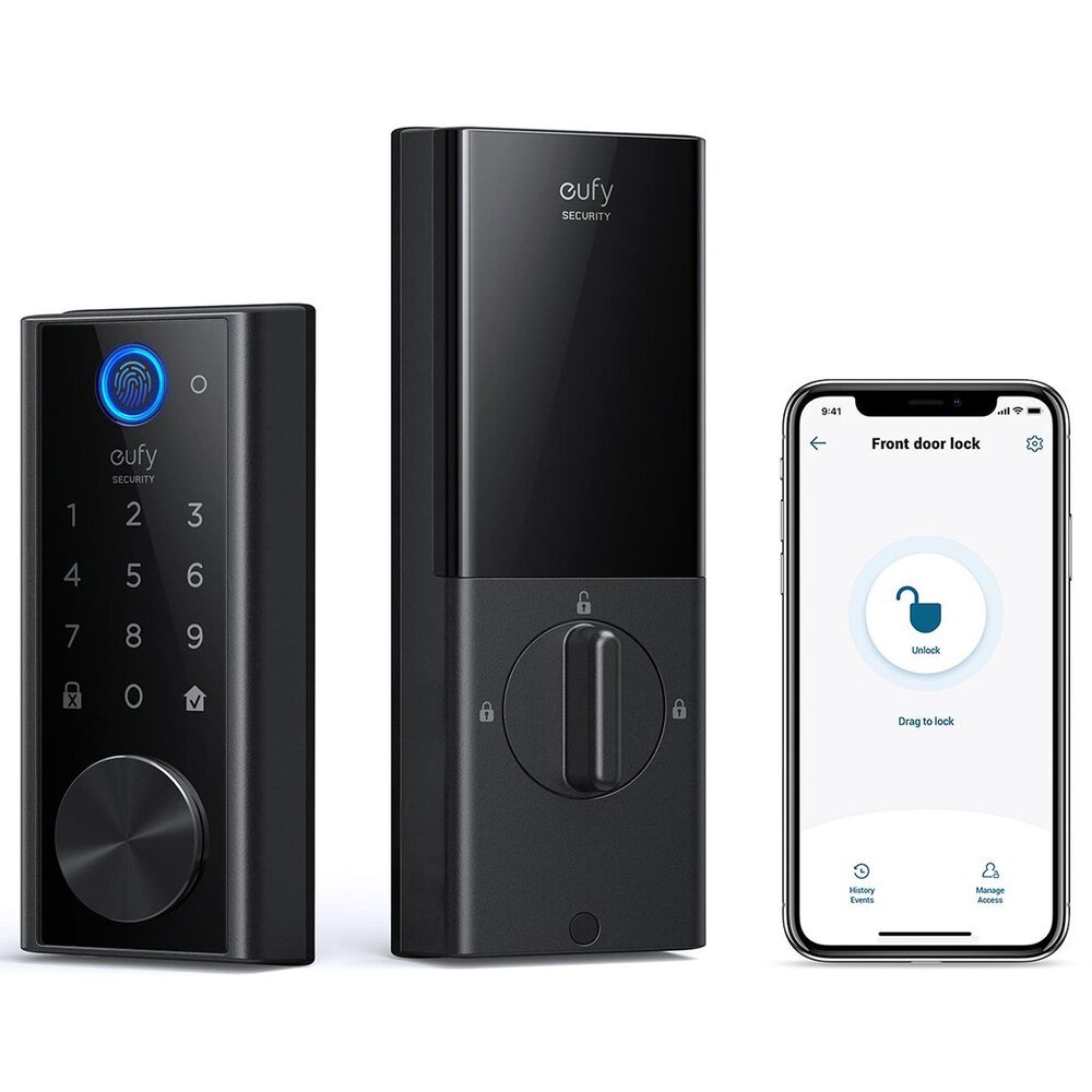 eufy Smart Lock Wi-Fi Replacement Deadbolt with App in Black, , large