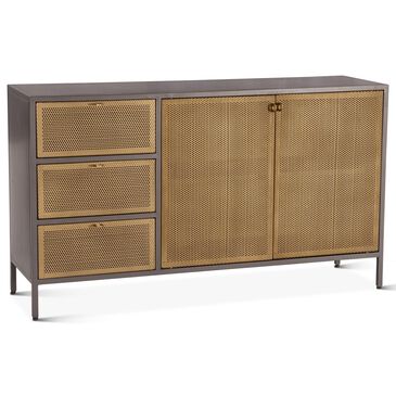 Home Trends & Design Brooklyn 3-Drawer Sideboard in Gunmetal and Brass, , large
