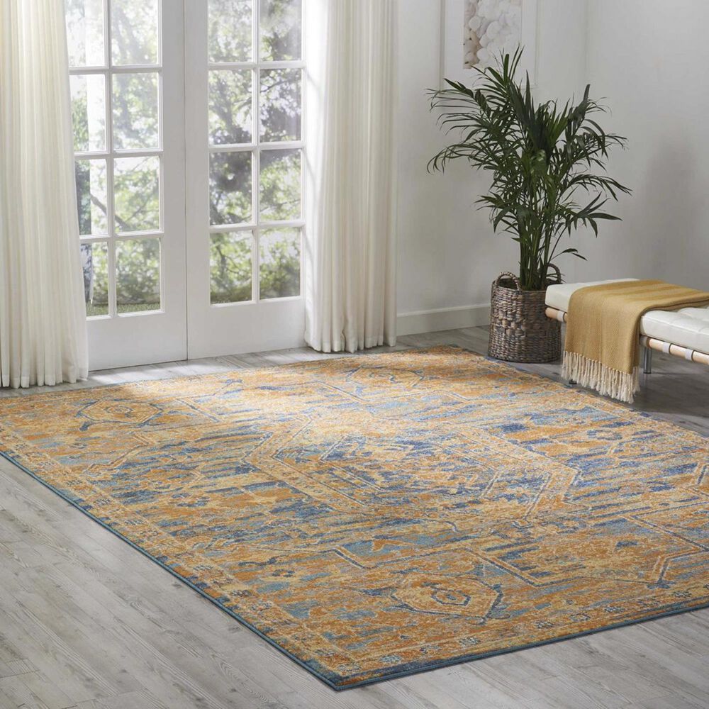 Nourison Passion PSN07 8&#39; x 10&#39; Teal and Sun Area Rug, , large