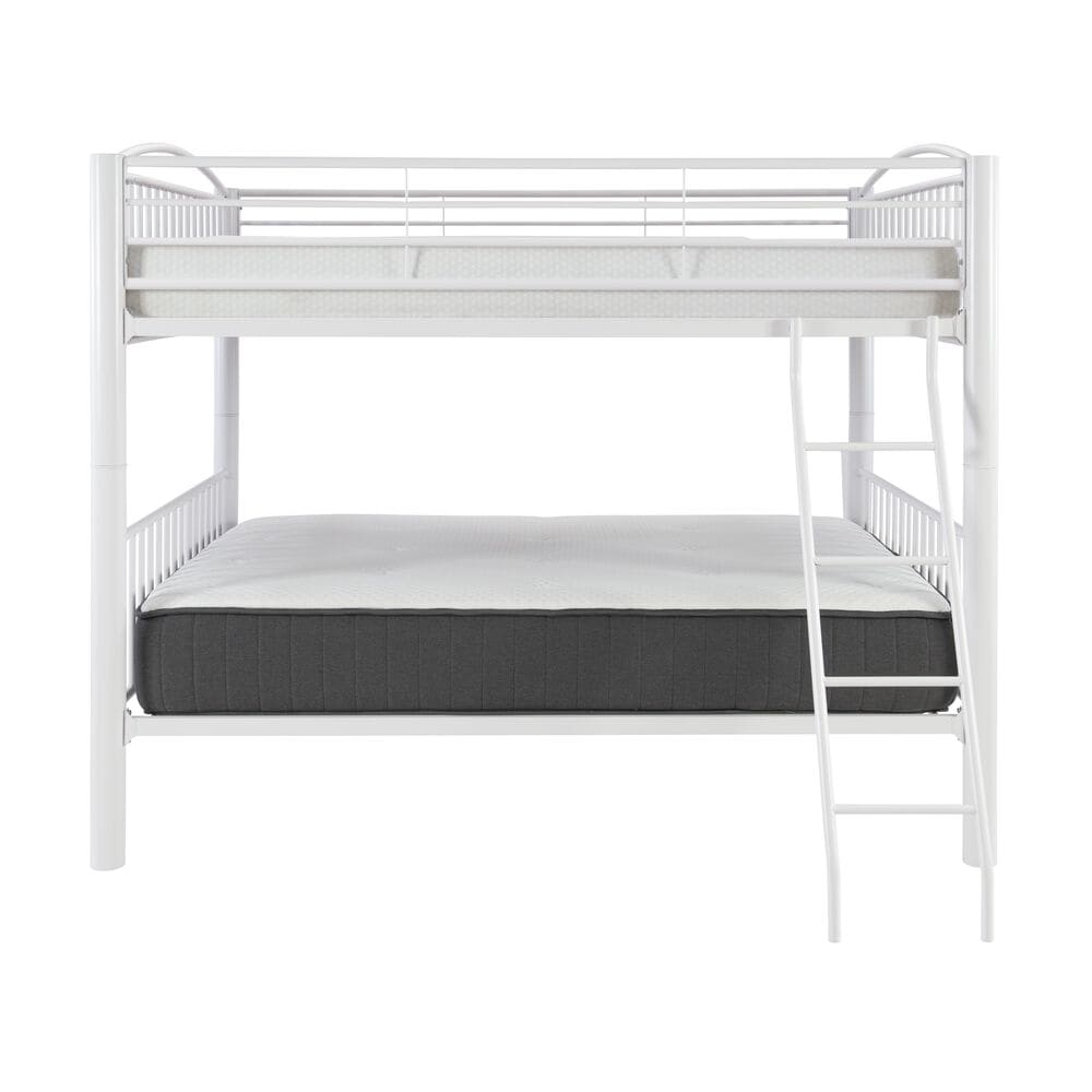 Linden Boulevard Full over Full Heavy Metal Bunk Bed in White, , large