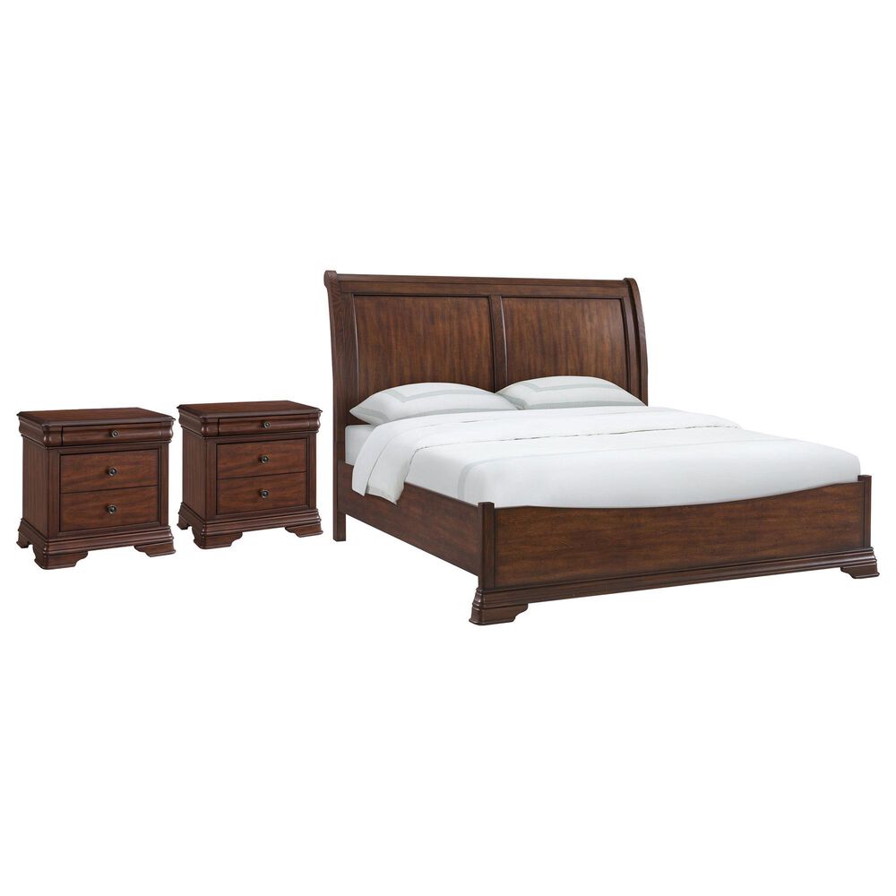 Mayberry Hill Phillipe King Bed with Two Nightstands in Cherry, , large