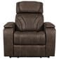 Aurora Furnishings Power Recliner with Power Headrests in Teramo Brown, , large