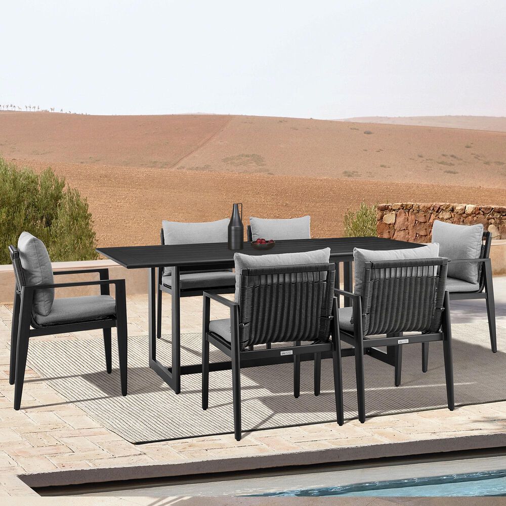 Blue River Grand 7-Piece Patio Dining Table Set in Black - Table Only, , large