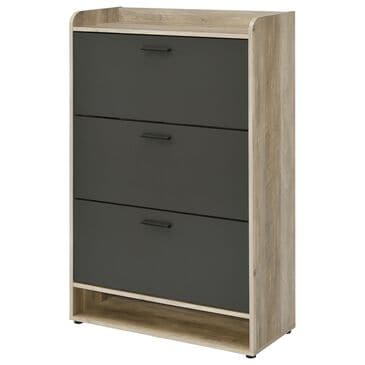 Pacific Landing Denia 3-Tier Shoe Storage Cabinet in Antique Pine and Grey, , large