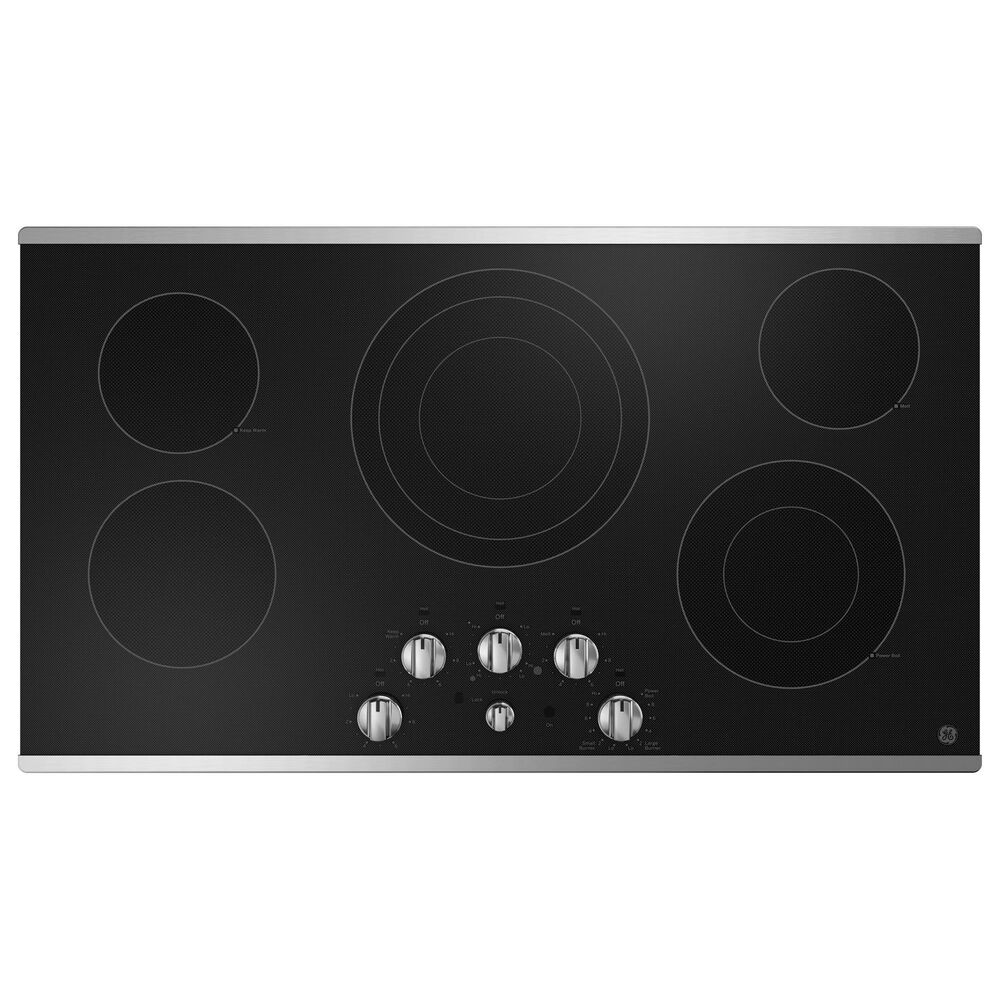GE 2-Piece Kitchen Package with 30&quot; Smart Built-In Convection Double Wall Oven and 36&quot; Electric Cooktop in Stainless Steel and Black, , large