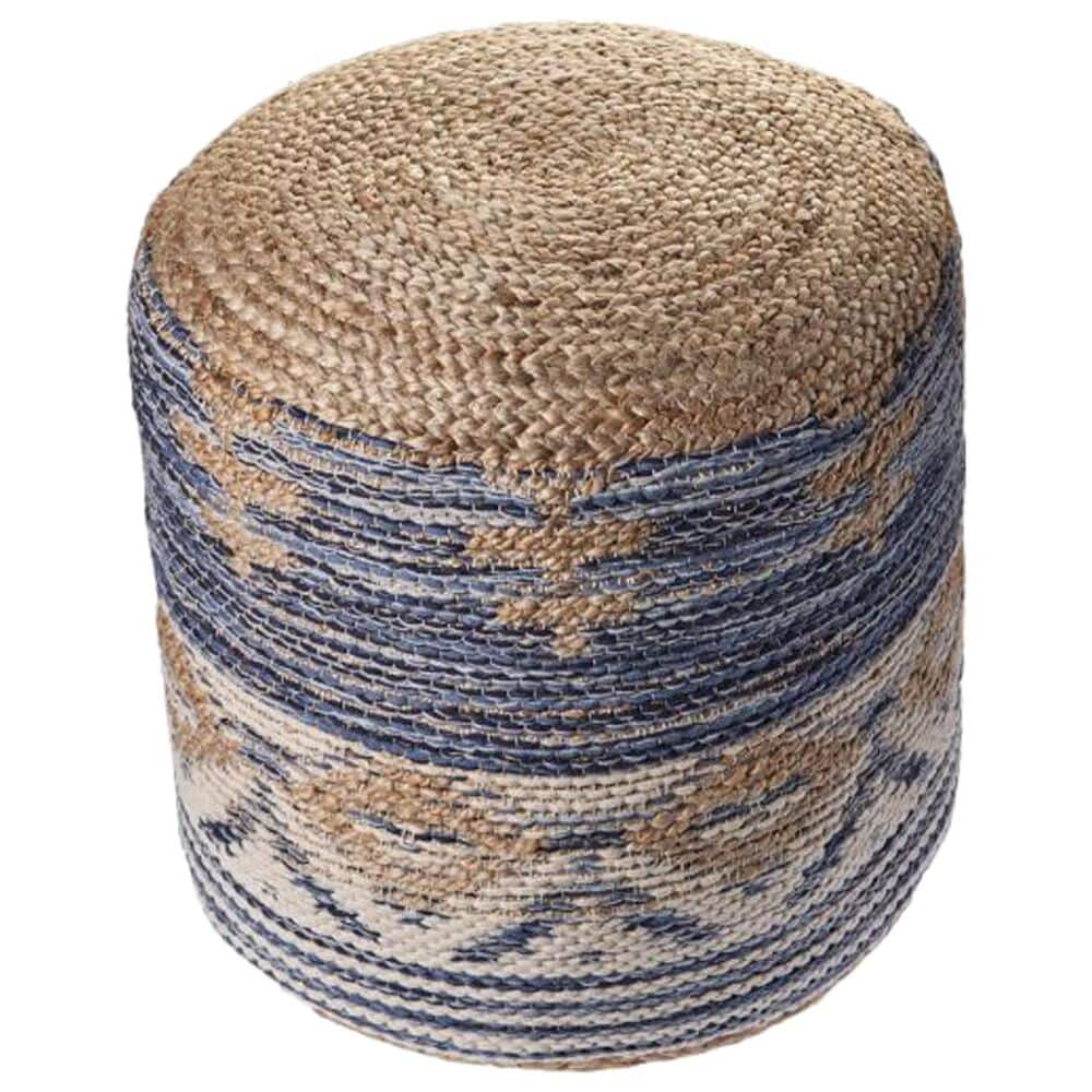 L.R. RESOURCES Decorative Pouf in Natural, Navy and Gray, , large