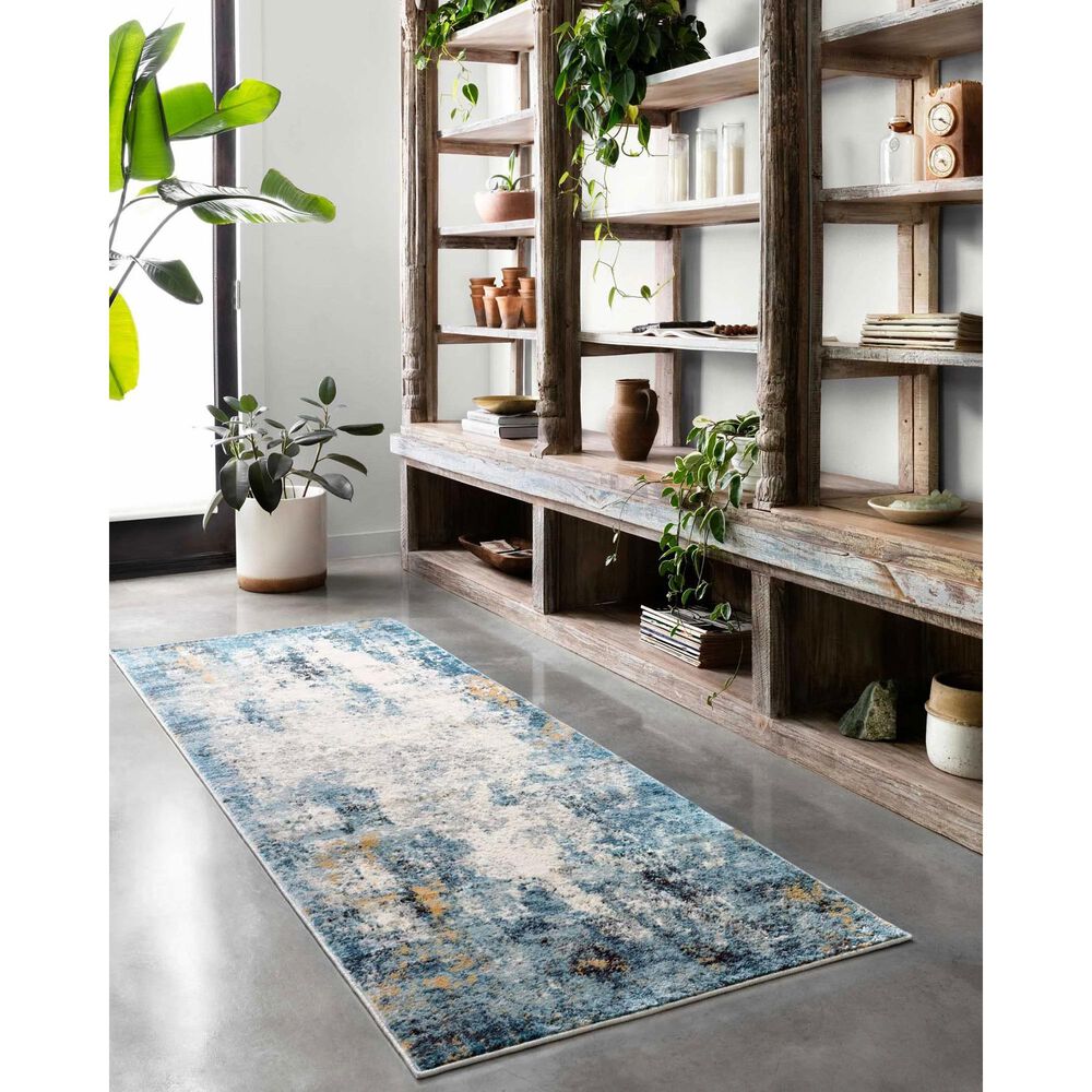 Loloi II Alchemy ALC-05 2&#39;8&quot; x 7&#39;6&quot; Denim and Ivory Scatter Rug, , large